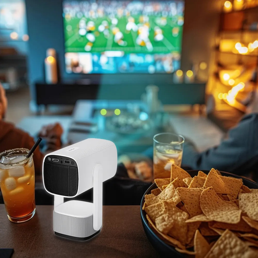 Ayisa 720P HD Portable Projector, Android Smart Projector A2PTZ with Upgraded WiFi 5/6 and Stand, Compatible with TV Stick, Smartphone, HDMI, USB, For Indoor & Outdoor Use
